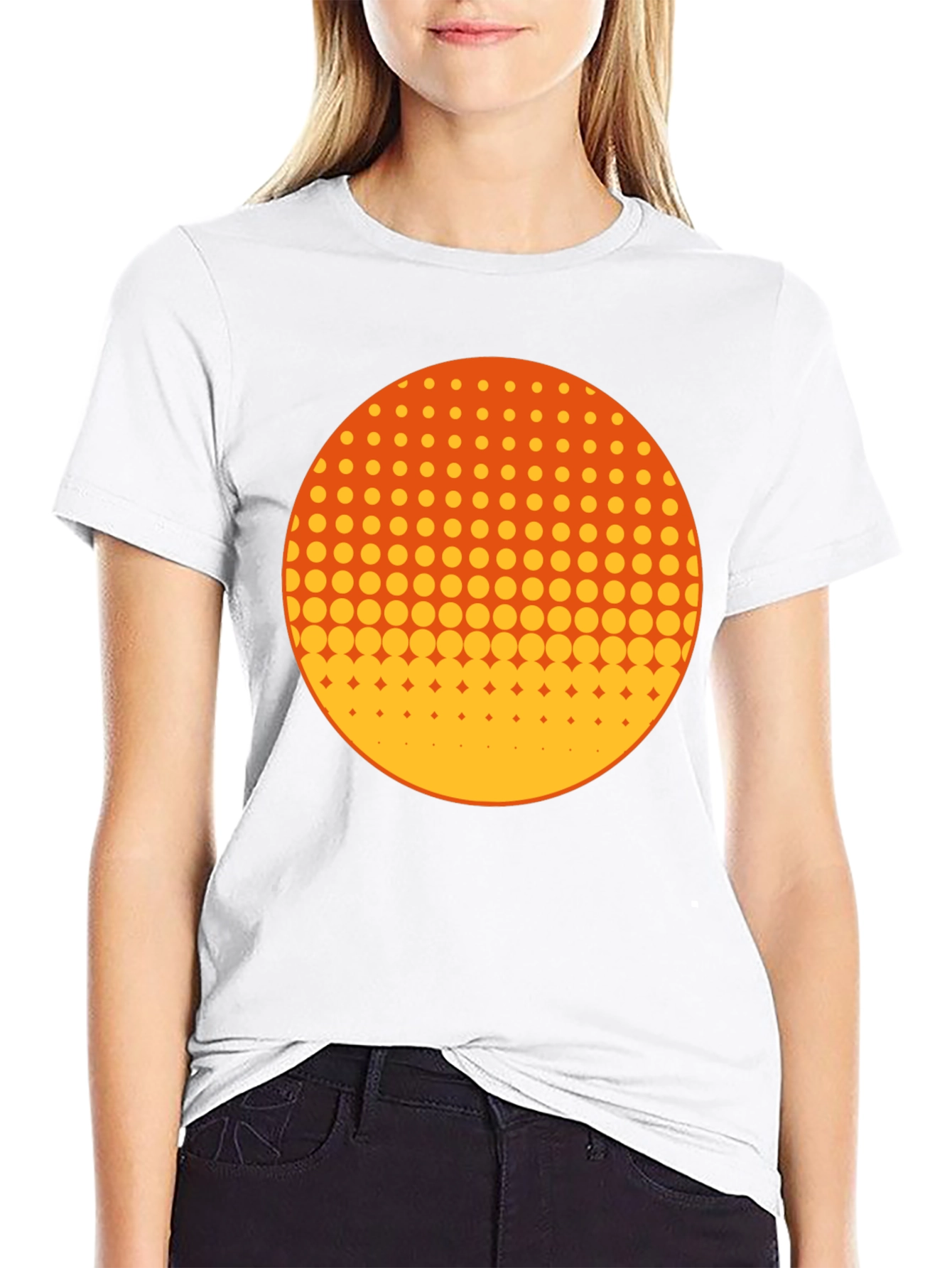 Retro Halftone Circle Graphic Tee - Black