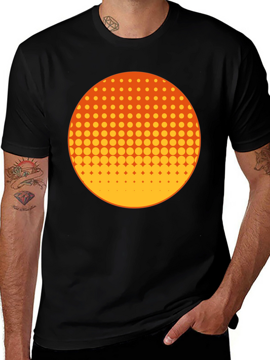 Retro Halftone Circle Graphic Tee - Black