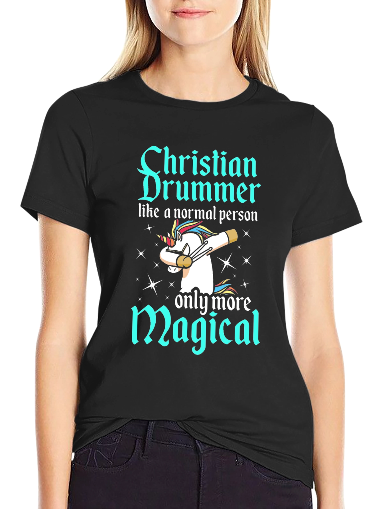 Christian Drummer Magical Unicorn T-Shirt
