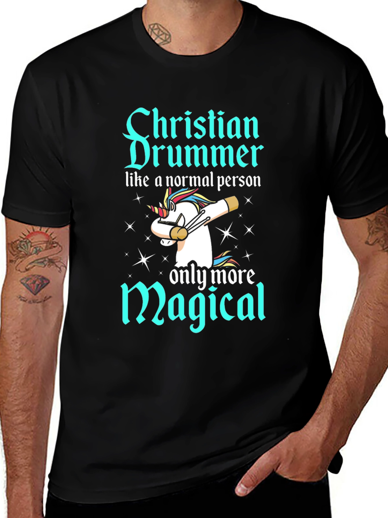 Christian Drummer Magical Unicorn T-Shirt