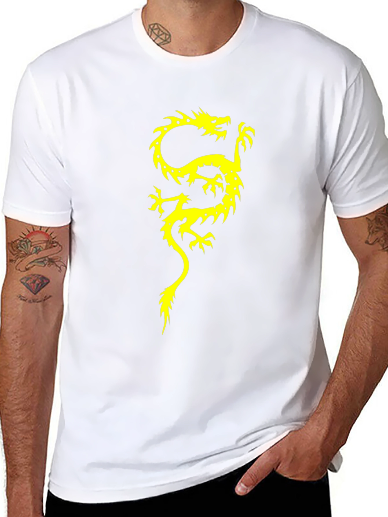 Dragon Graphic Print Mens Black T-Shirt