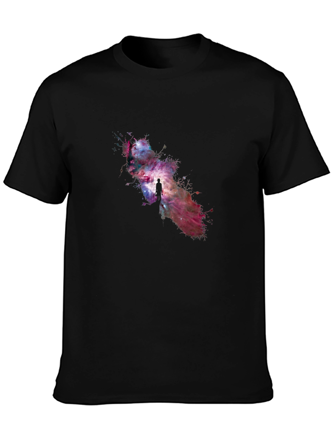 Cosmic Journey Black T-Shirt - Galaxy Design