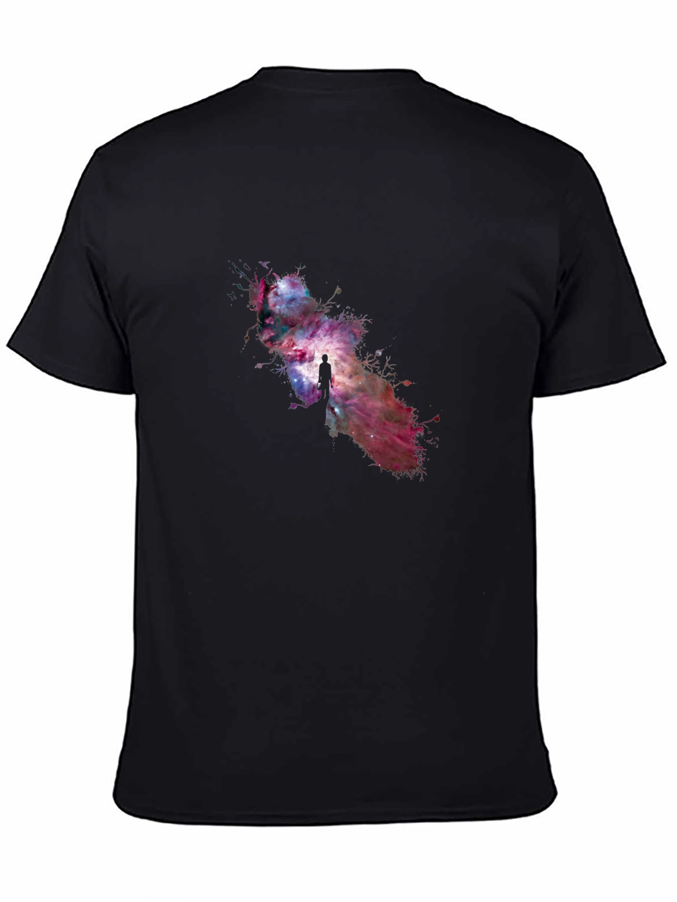 Cosmic Journey Black T-Shirt - Galaxy Design