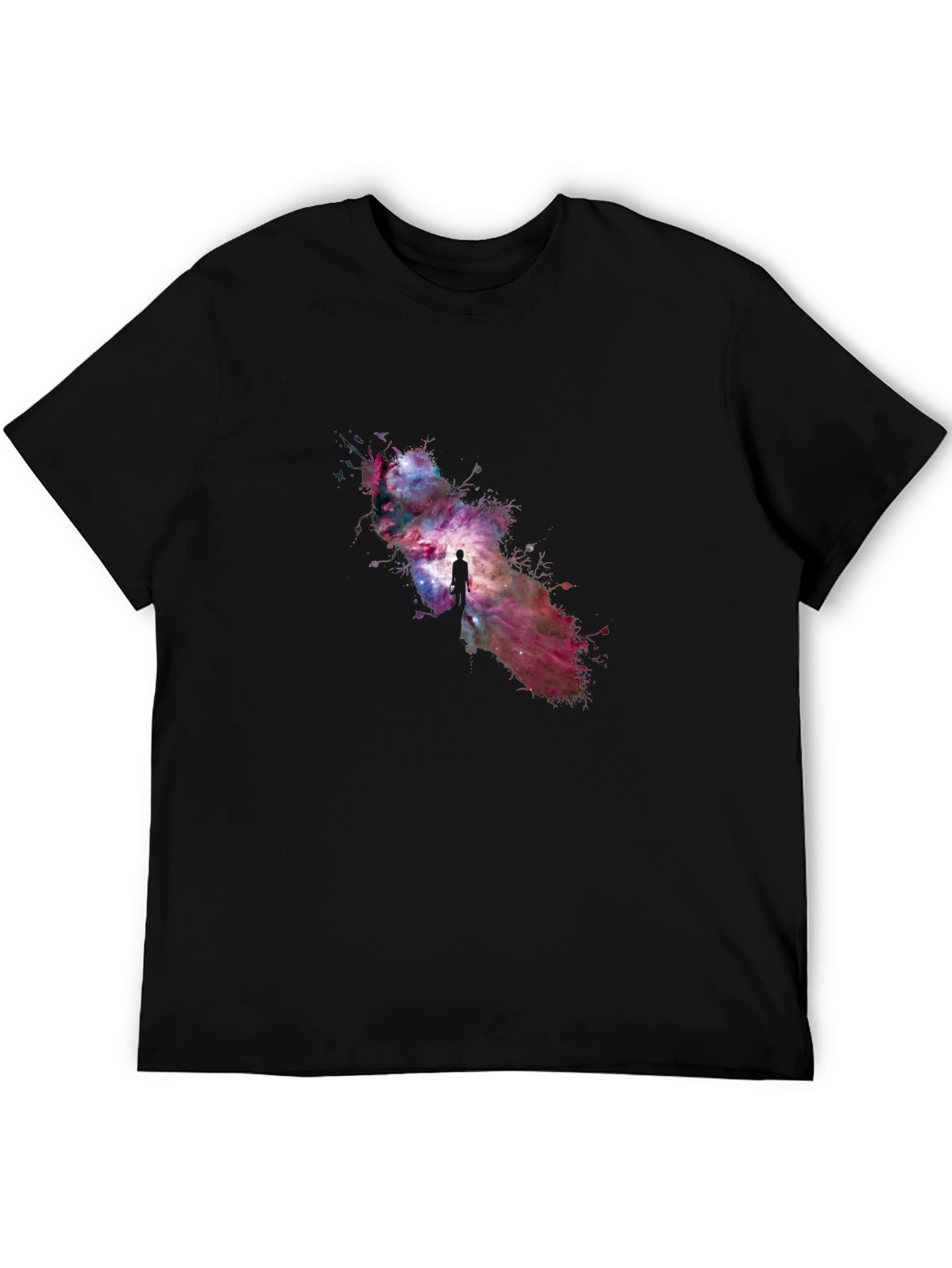 Cosmic Journey Black T-Shirt - Galaxy Design