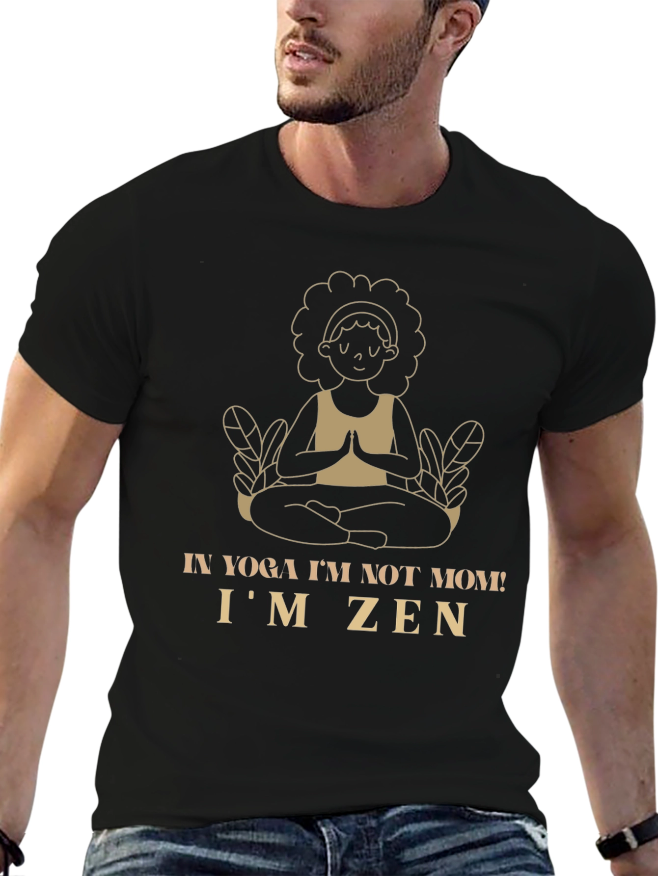 Yoga Mom Zen Graphic Tee - Black Cotton Shirt