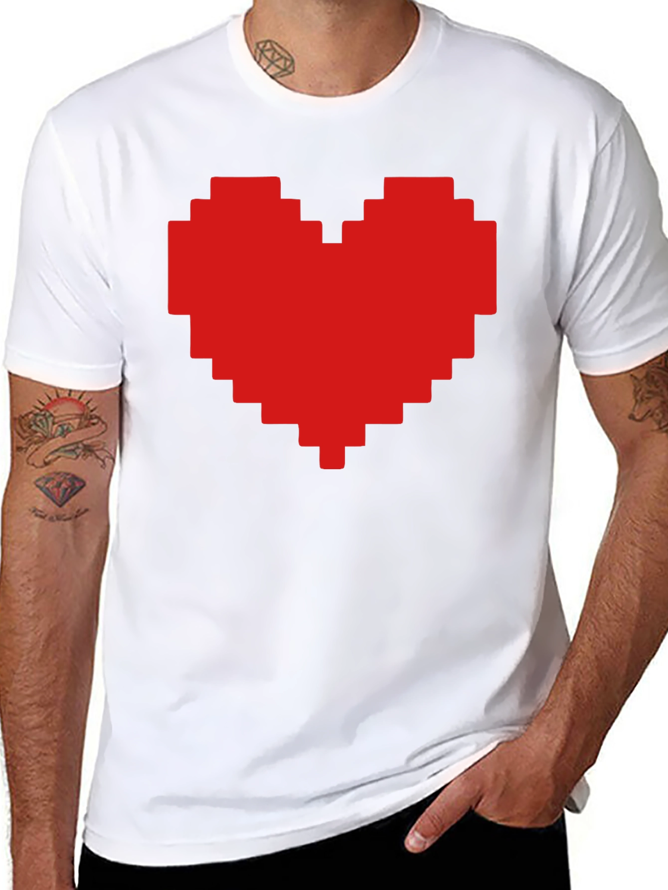 Pixel Heart Graphic T-Shirt - Stylish Casual Tee