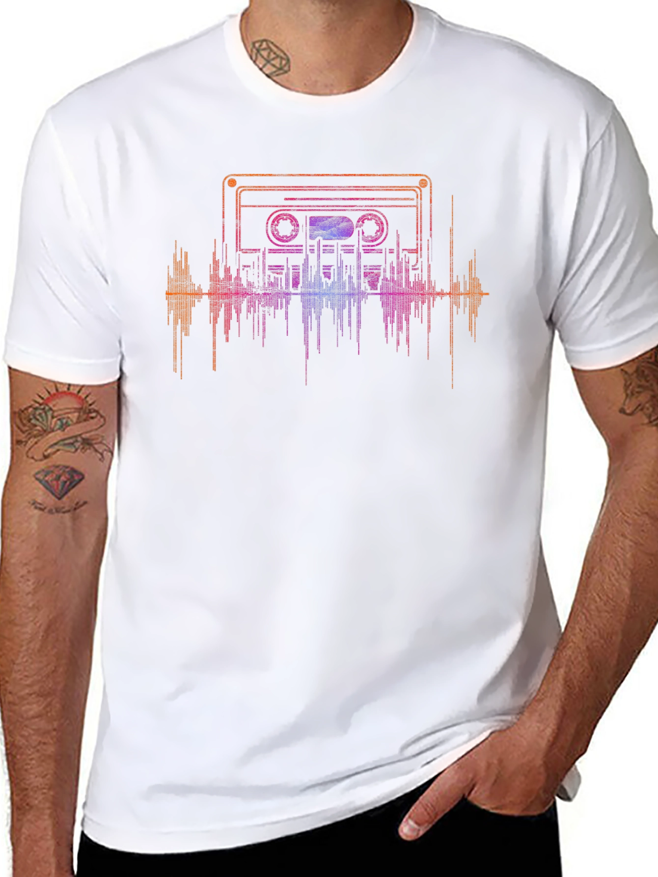 Retro Cassette Tape Sound Wave Graphic Tee