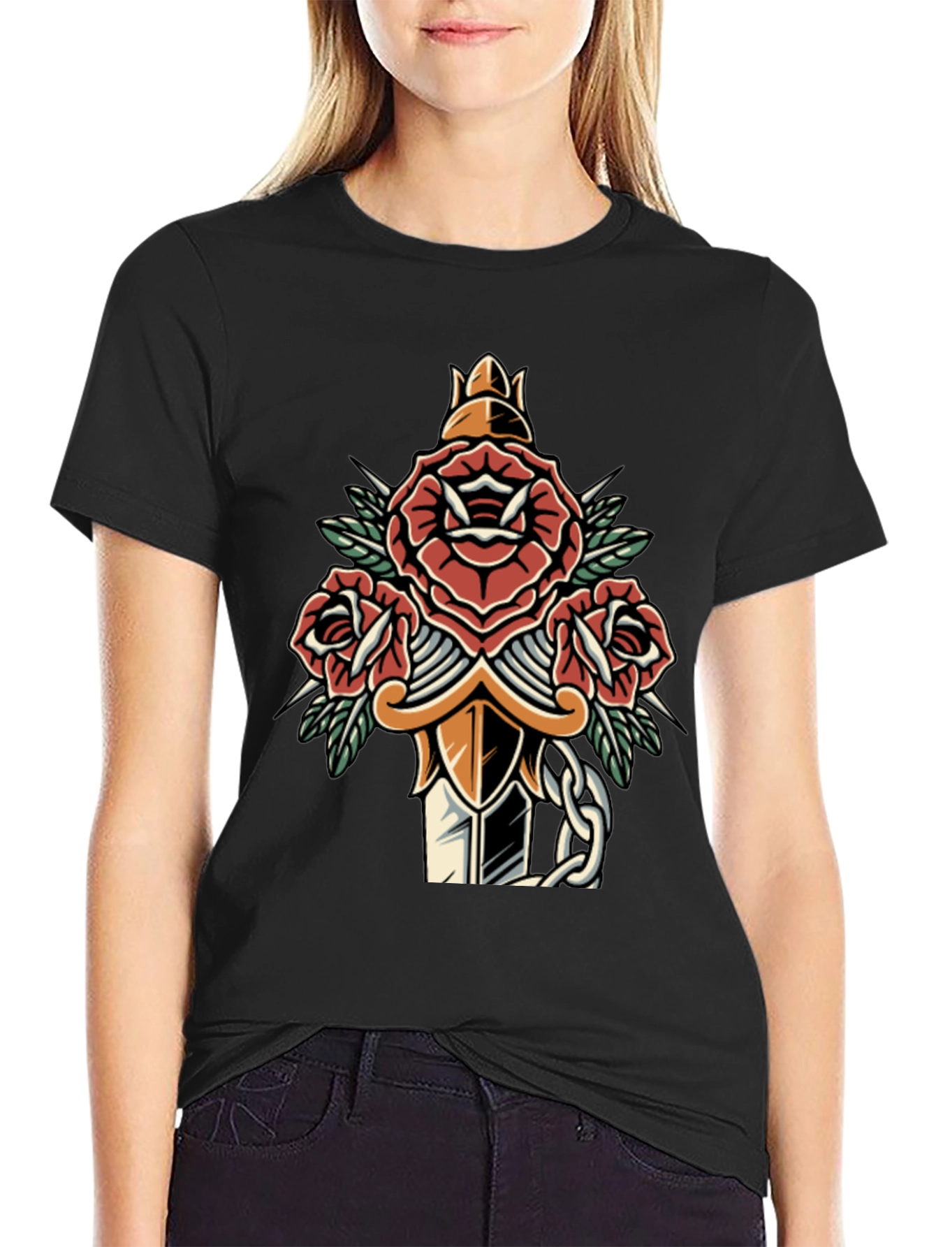 Rose & Dagger Graphic Tee - Edgy Streetwear