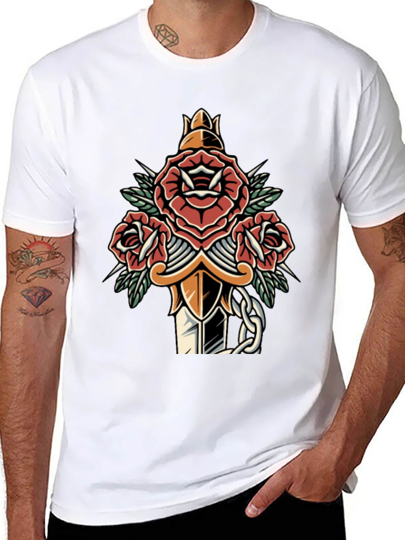 Rose & Dagger Graphic Tee - Edgy Streetwear
