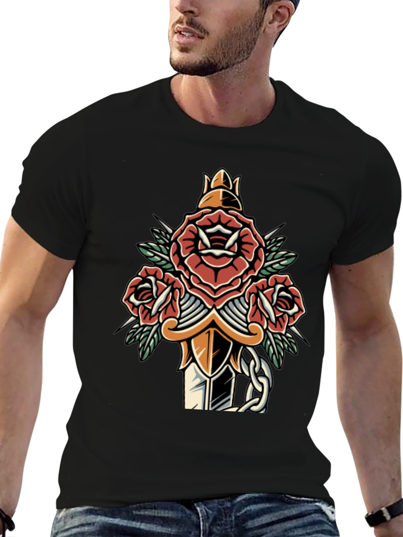 Rose & Dagger Graphic Tee - Edgy Streetwear