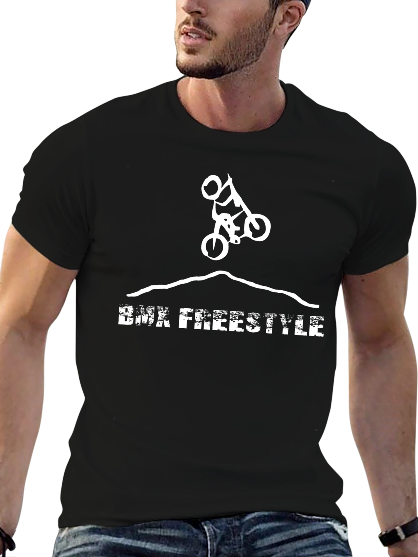 BMX Freestyle Graphic T-Shirt - Black Cotton Blend