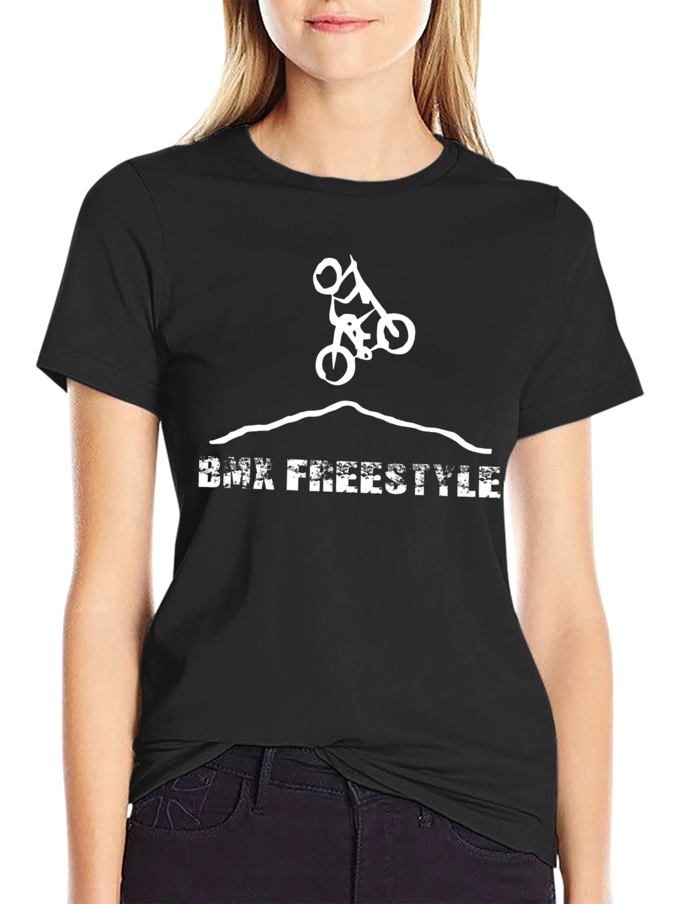 BMX Freestyle Graphic T-Shirt - Black Cotton Blend
