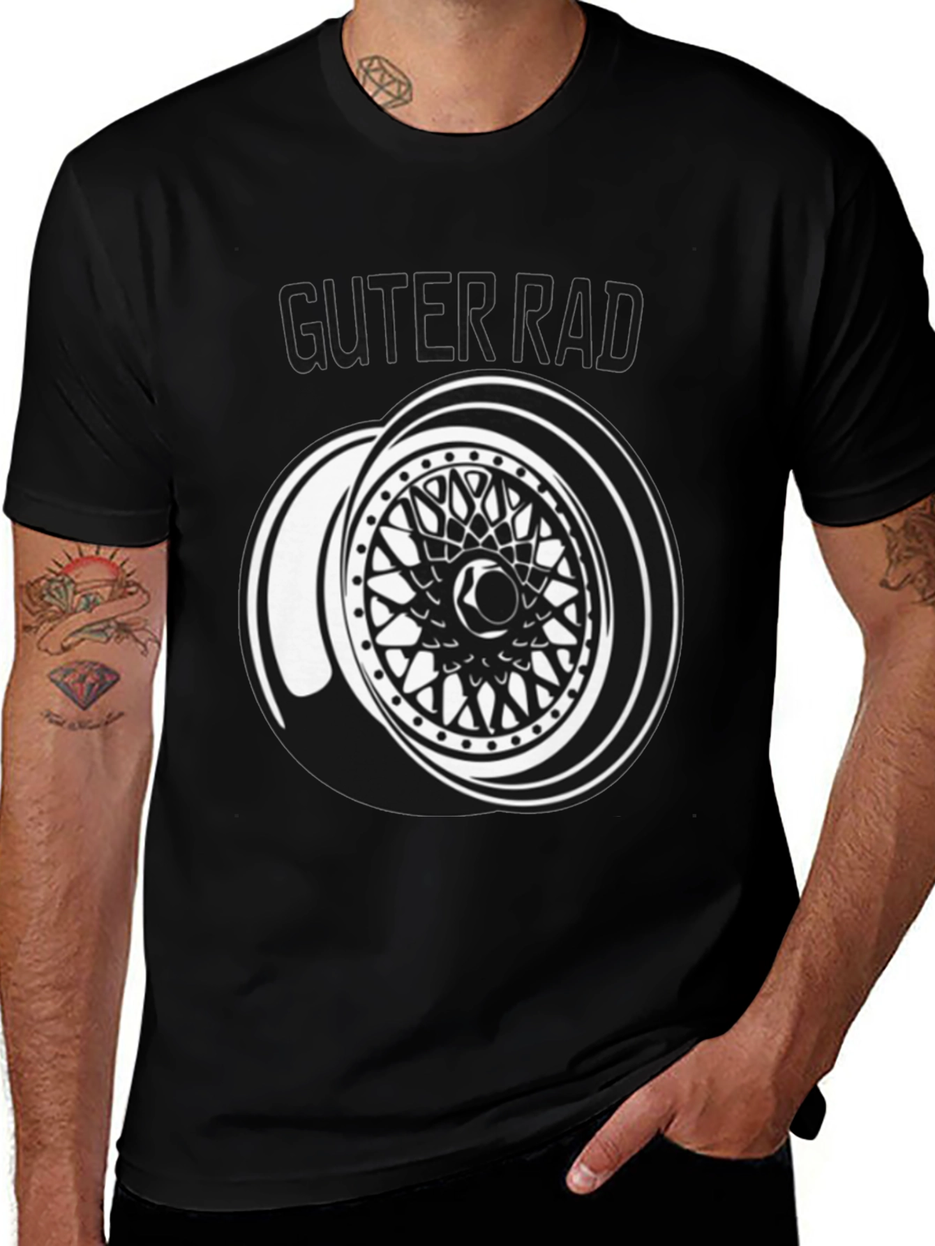 Guter Rad Black T-Shirt - Car Wheel Design