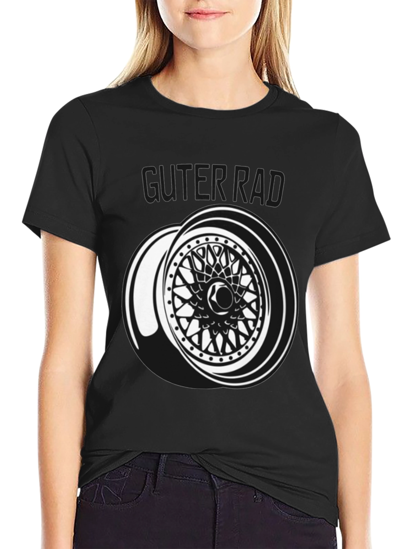 Guter Rad Black T-Shirt - Car Wheel Design