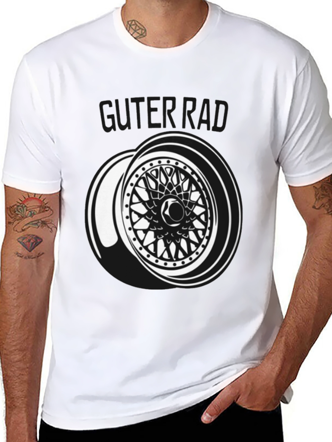 Guter Rad Black T-Shirt - Car Wheel Design