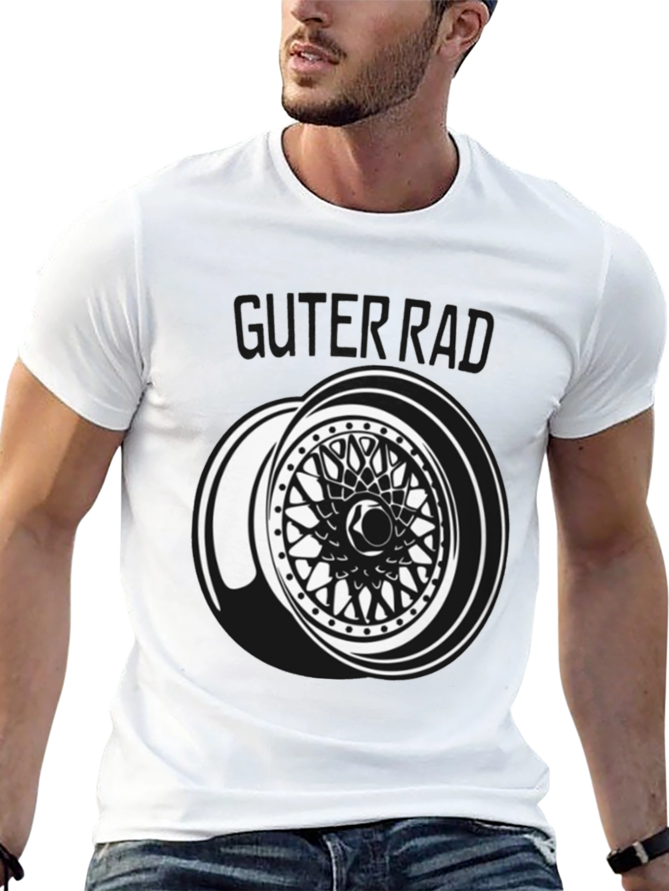 Guter Rad Black T-Shirt - Car Wheel Design