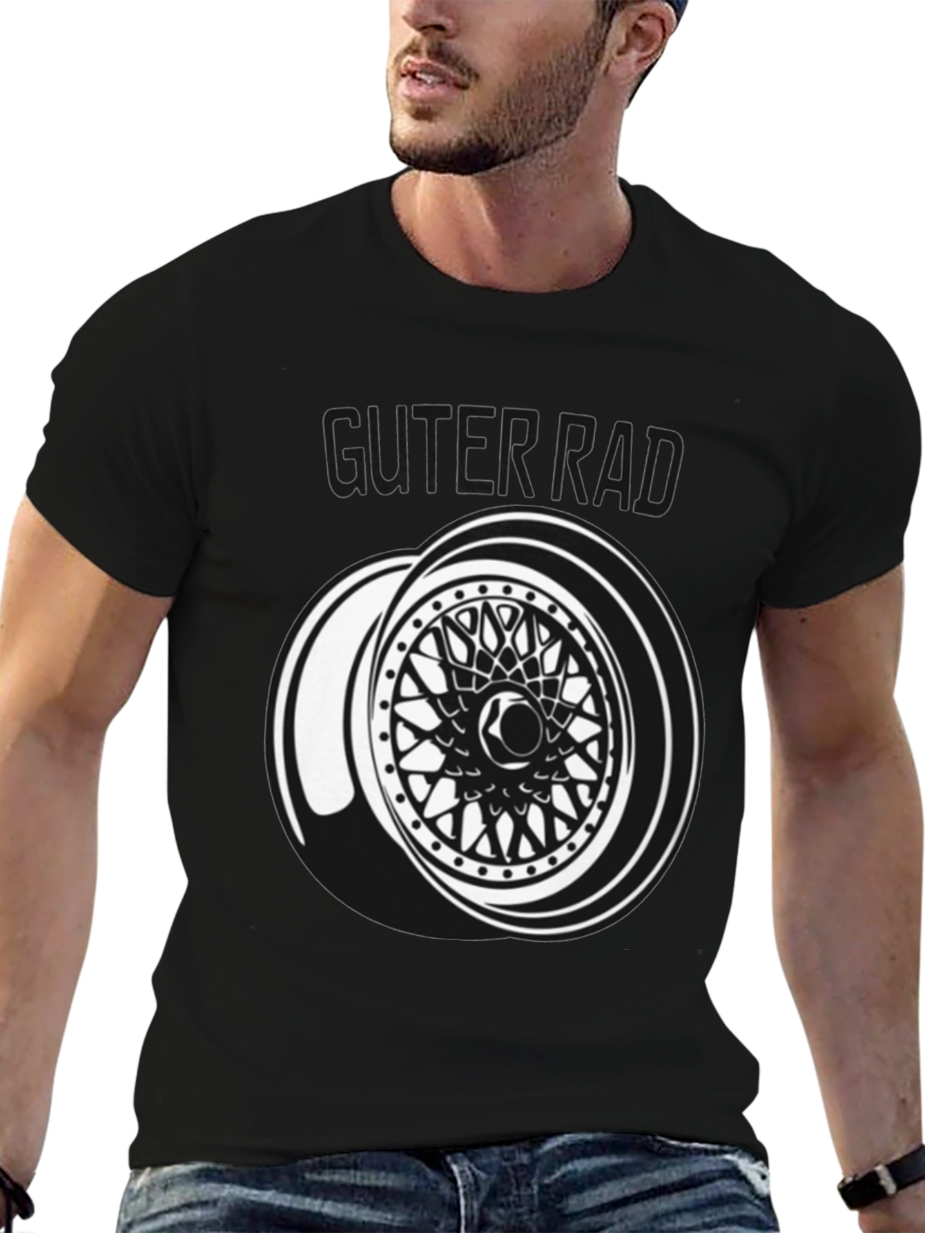 Guter Rad Black T-Shirt - Car Wheel Design