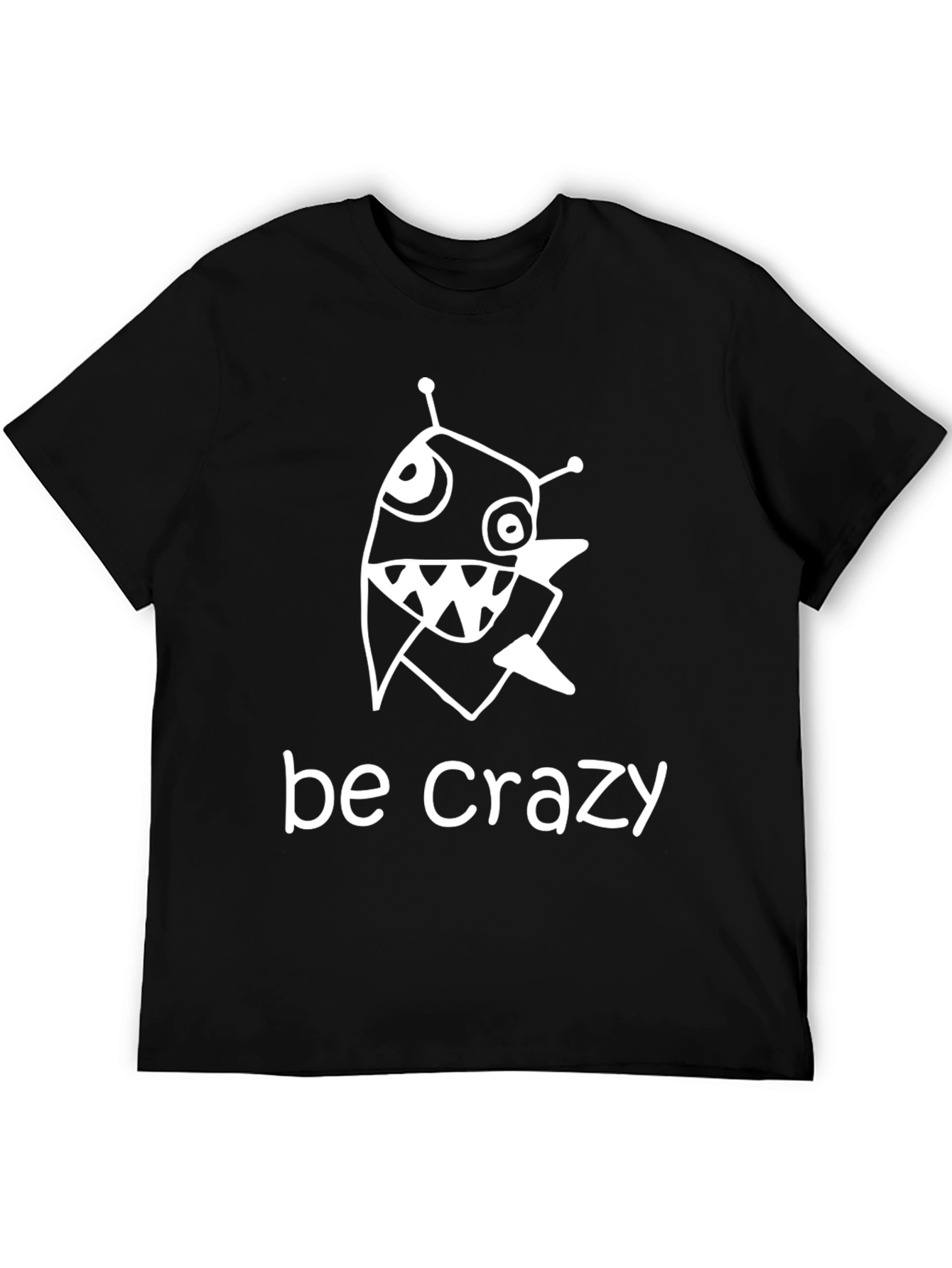 Be Crazy Cartoon Creature Black T-Shirt
