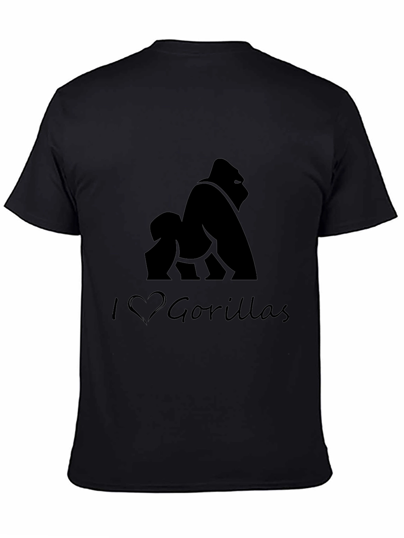 I Heart Gorillas Black T-Shirt