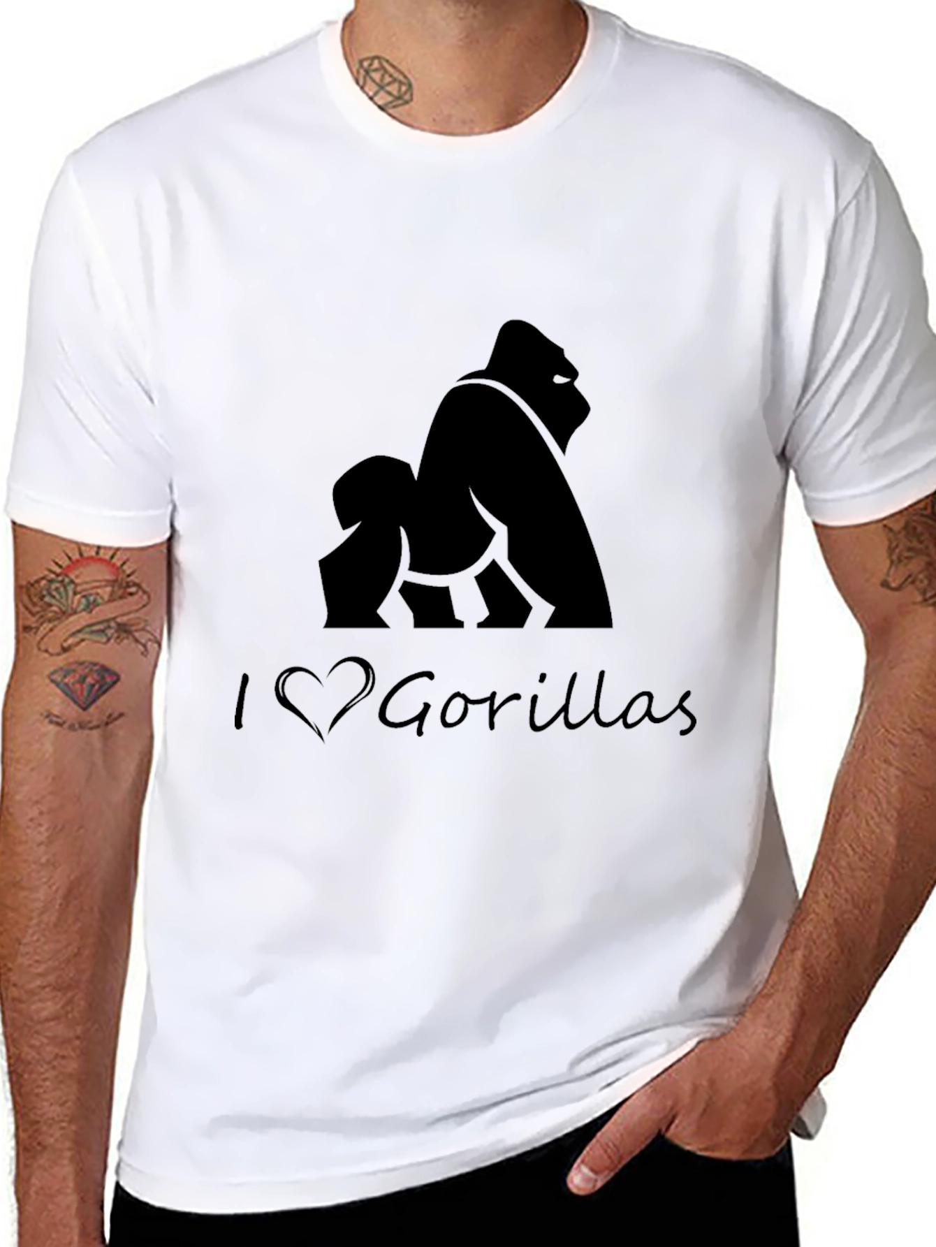 I Heart Gorillas Black T-Shirt