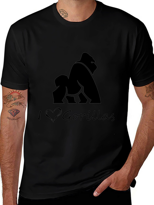 I Heart Gorillas Black T-Shirt