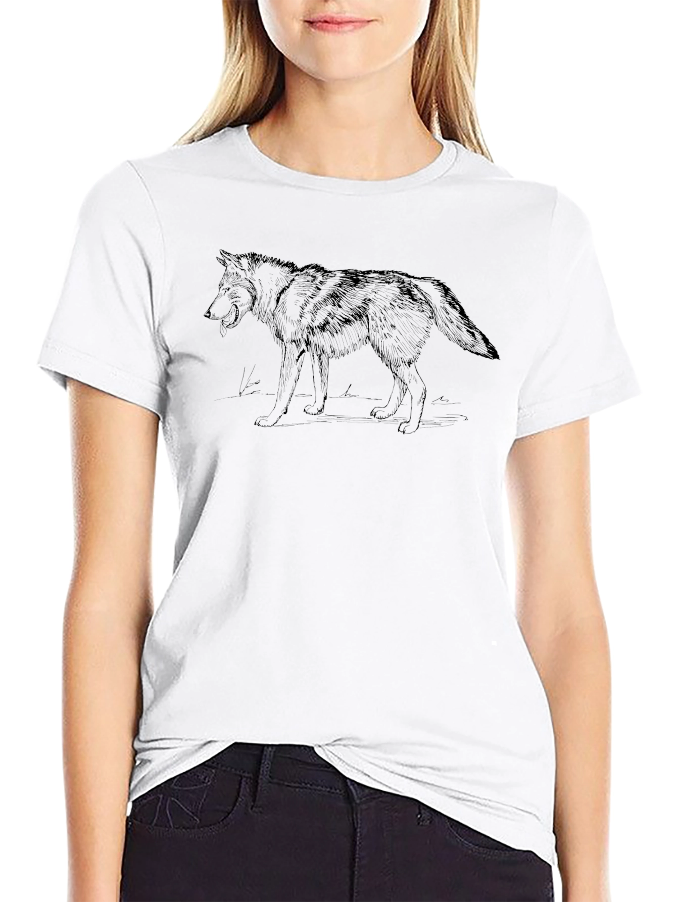 Black Wolf Graphic Tee - Mens Casual Top