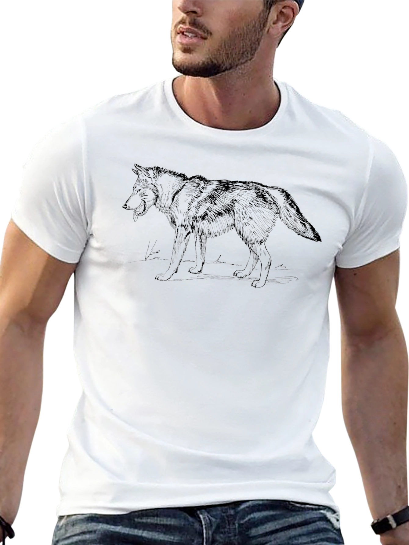 Black Wolf Graphic Tee - Mens Casual Top