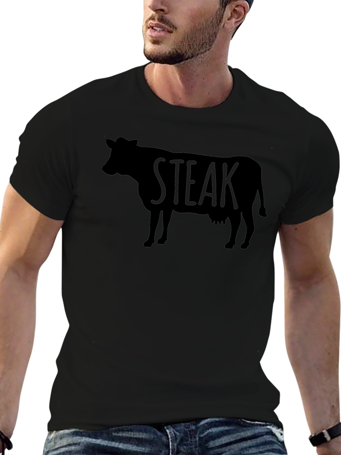 Steak Cow Graphic Tee - Black