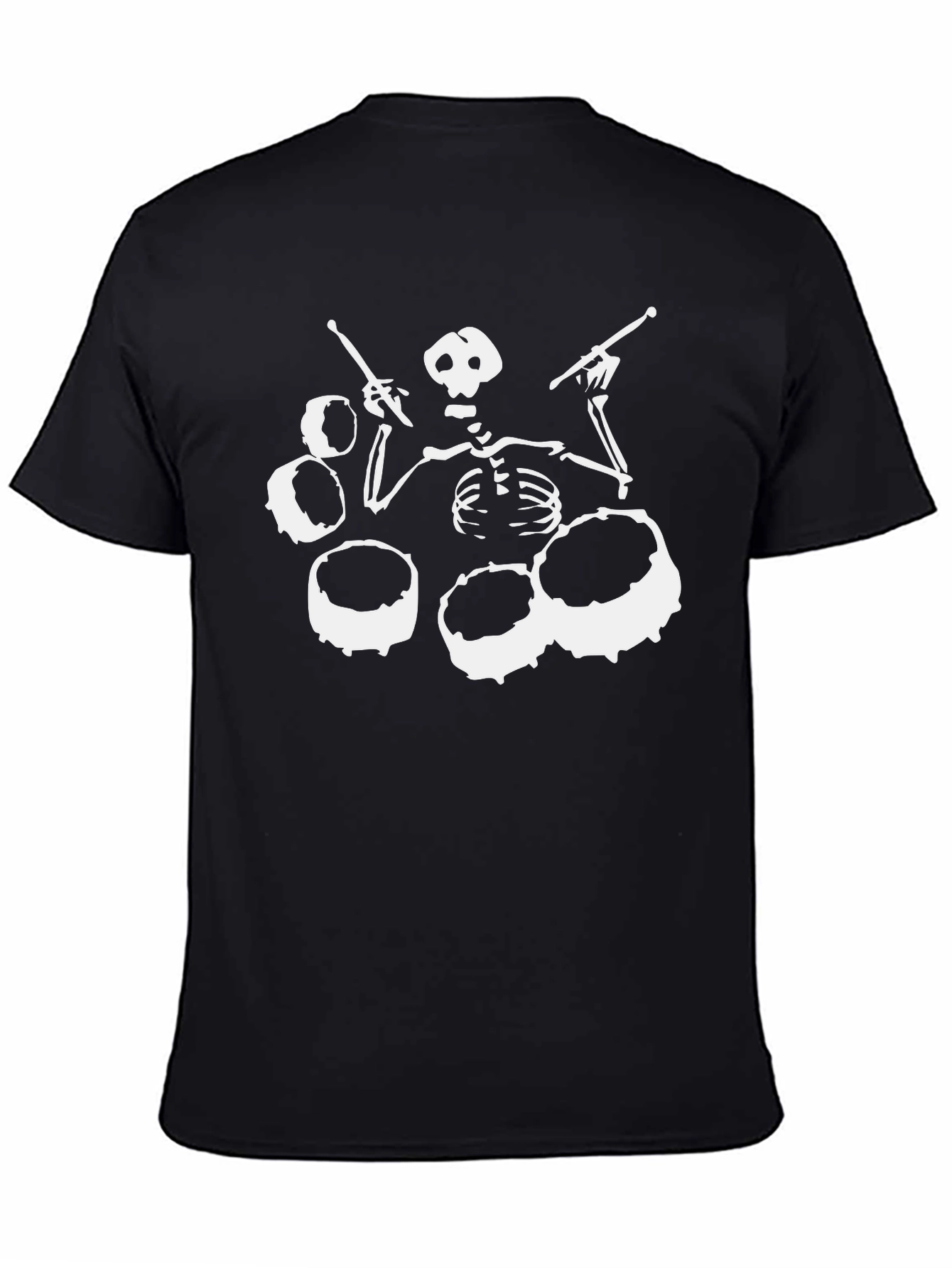 Skeleton Drummer Black T-Shirt - Rock Band Tee