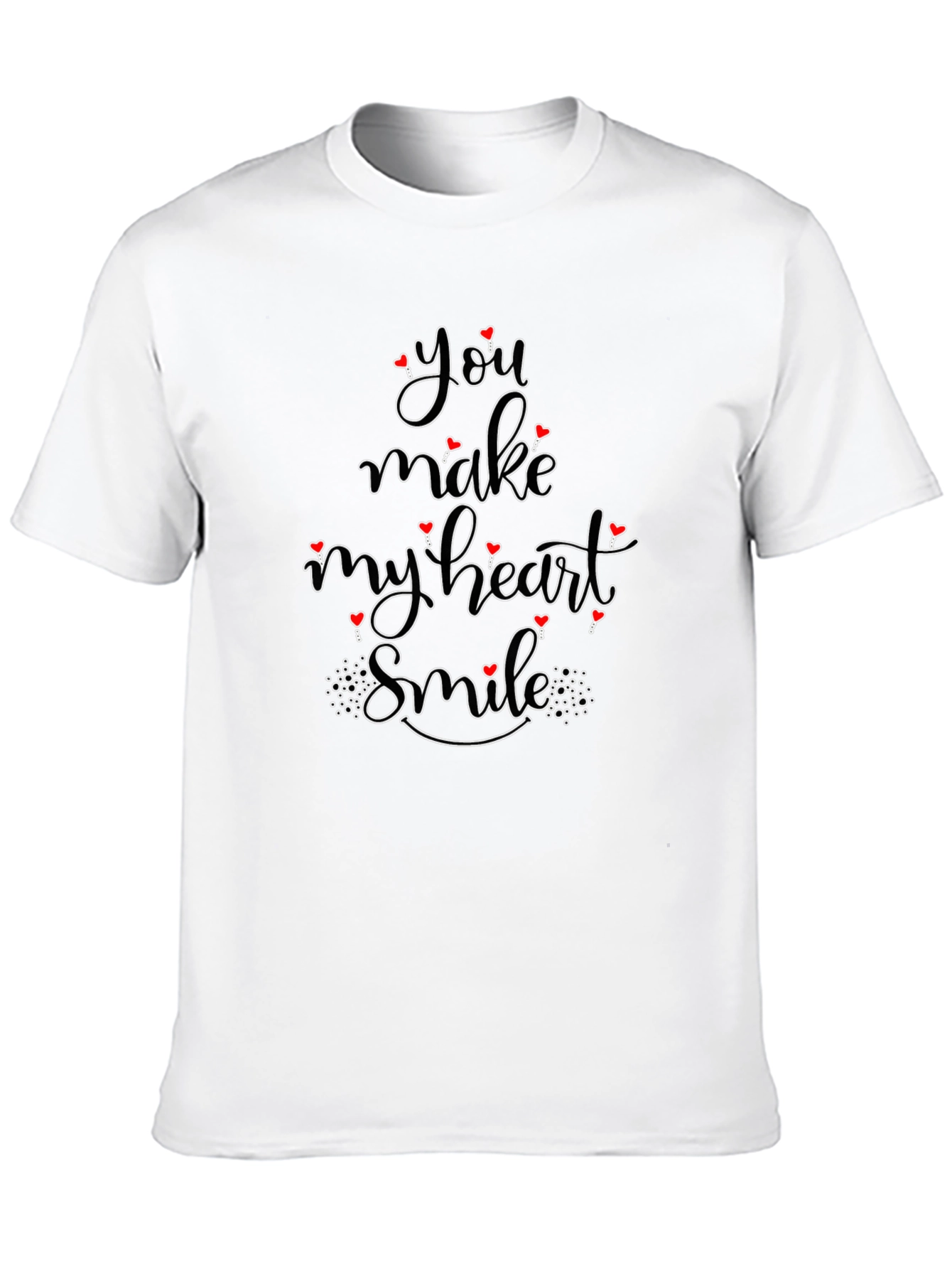 Romantic Black T-Shirt: You Make My Heart Smile