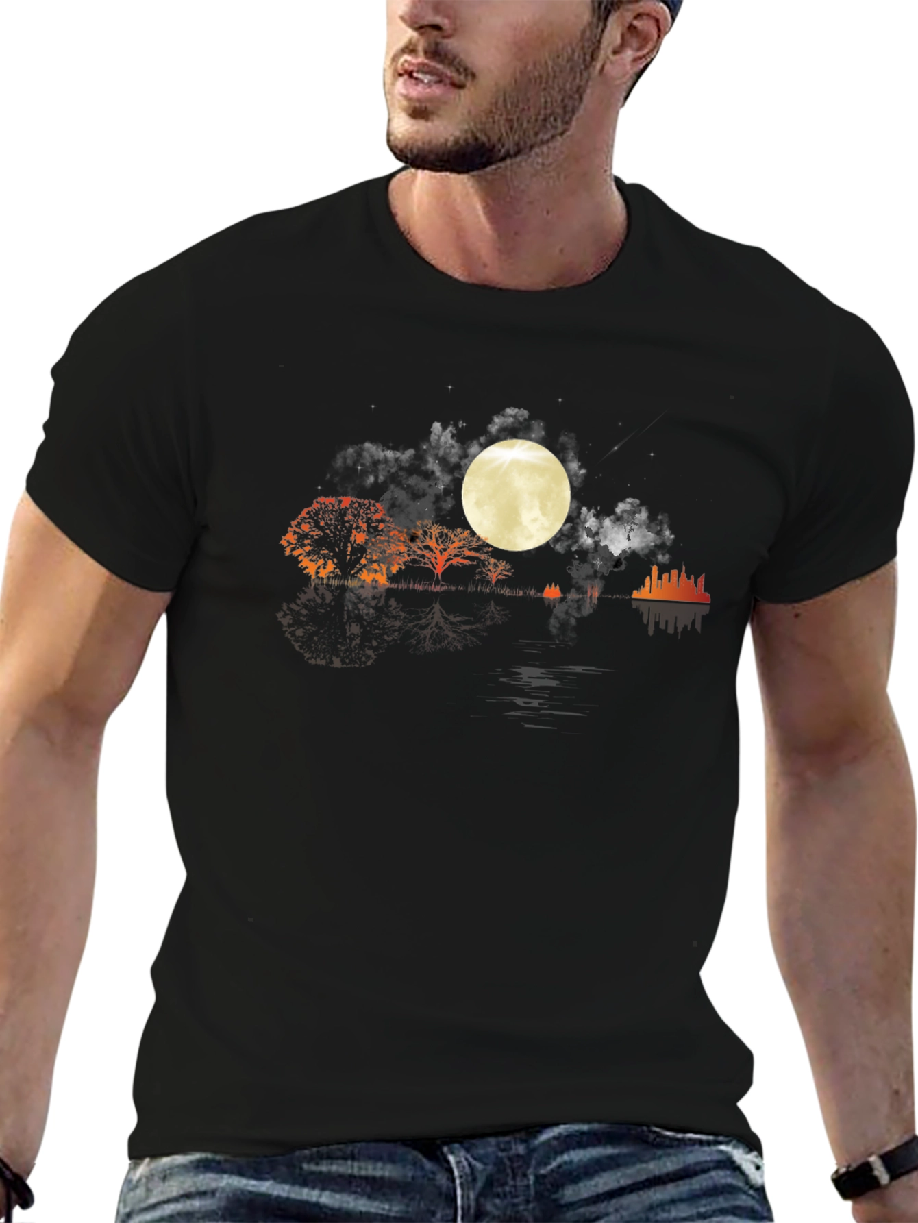 Moonlit Silhouette Graphic T-Shirt