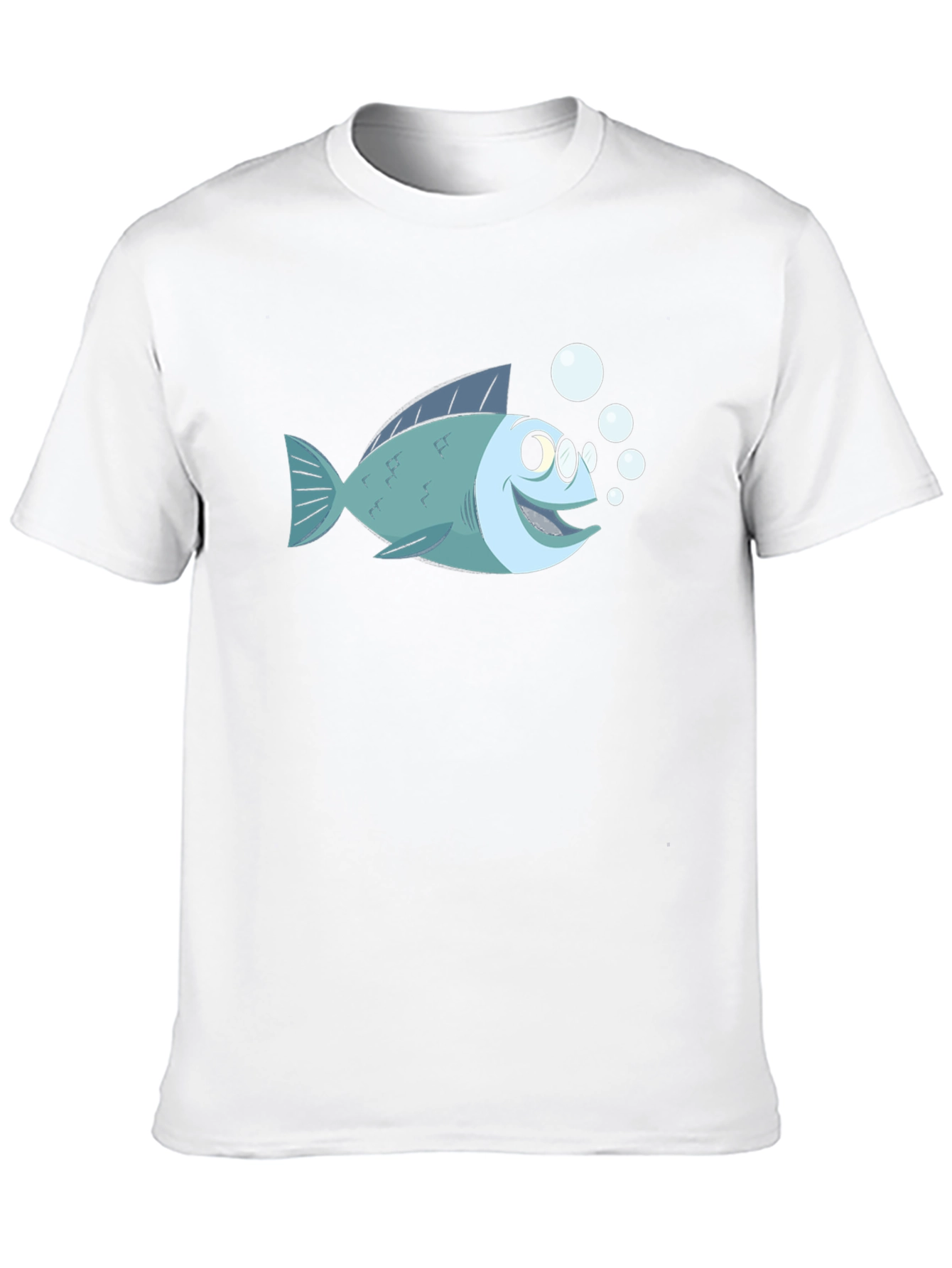 Cartoon Fish T-Shirt - Black Cotton Tee