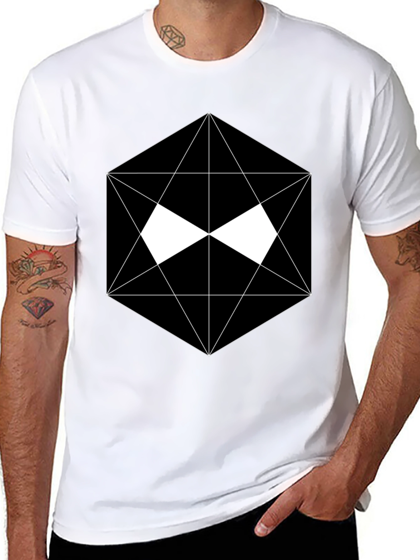 Geometric Graphic Black T-Shirt