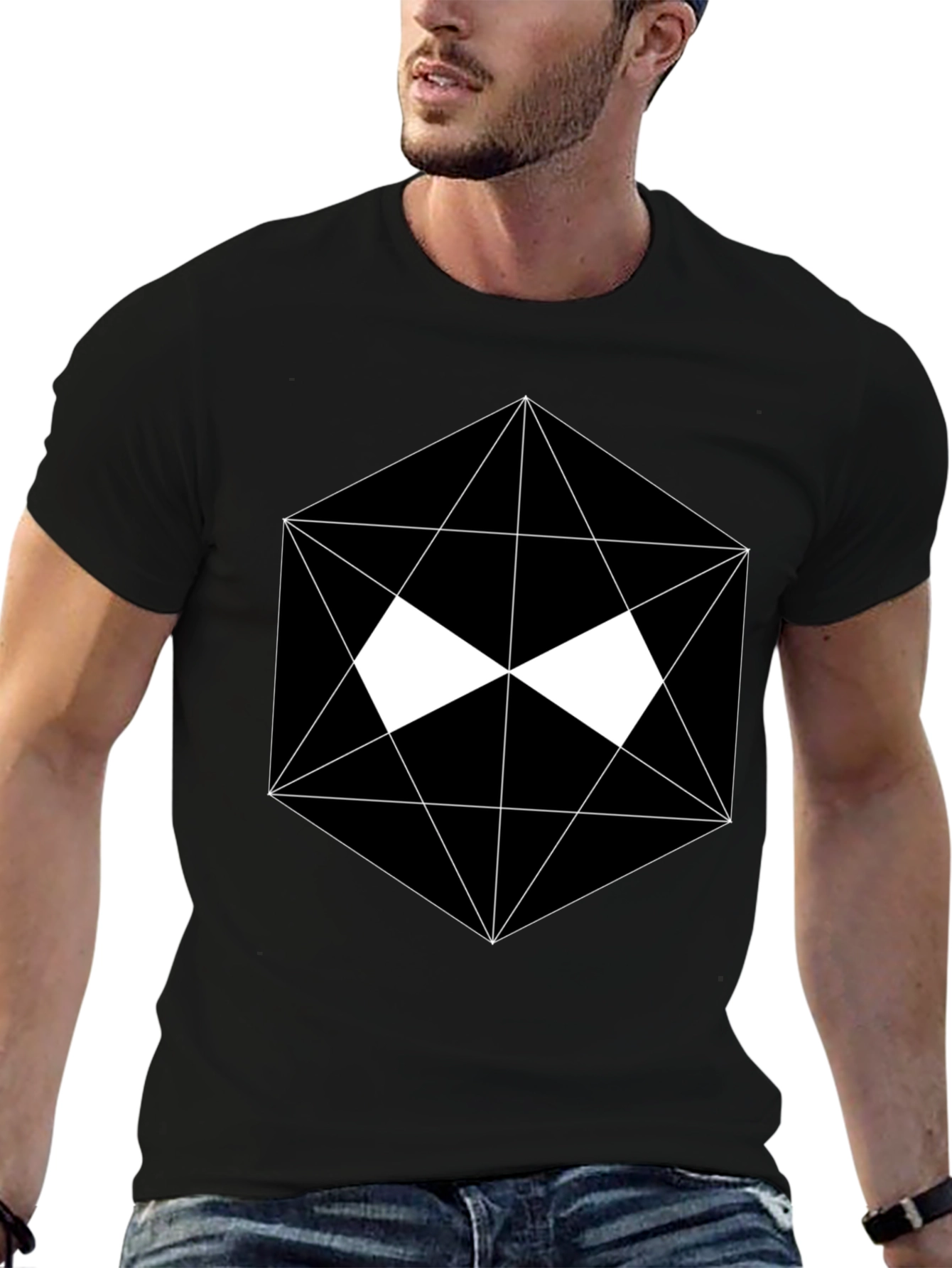 Geometric Graphic Black T-Shirt