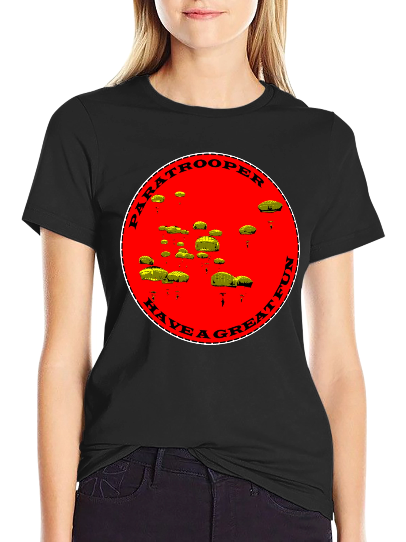 Paratrooper Have a Great Fun Black T-Shirt