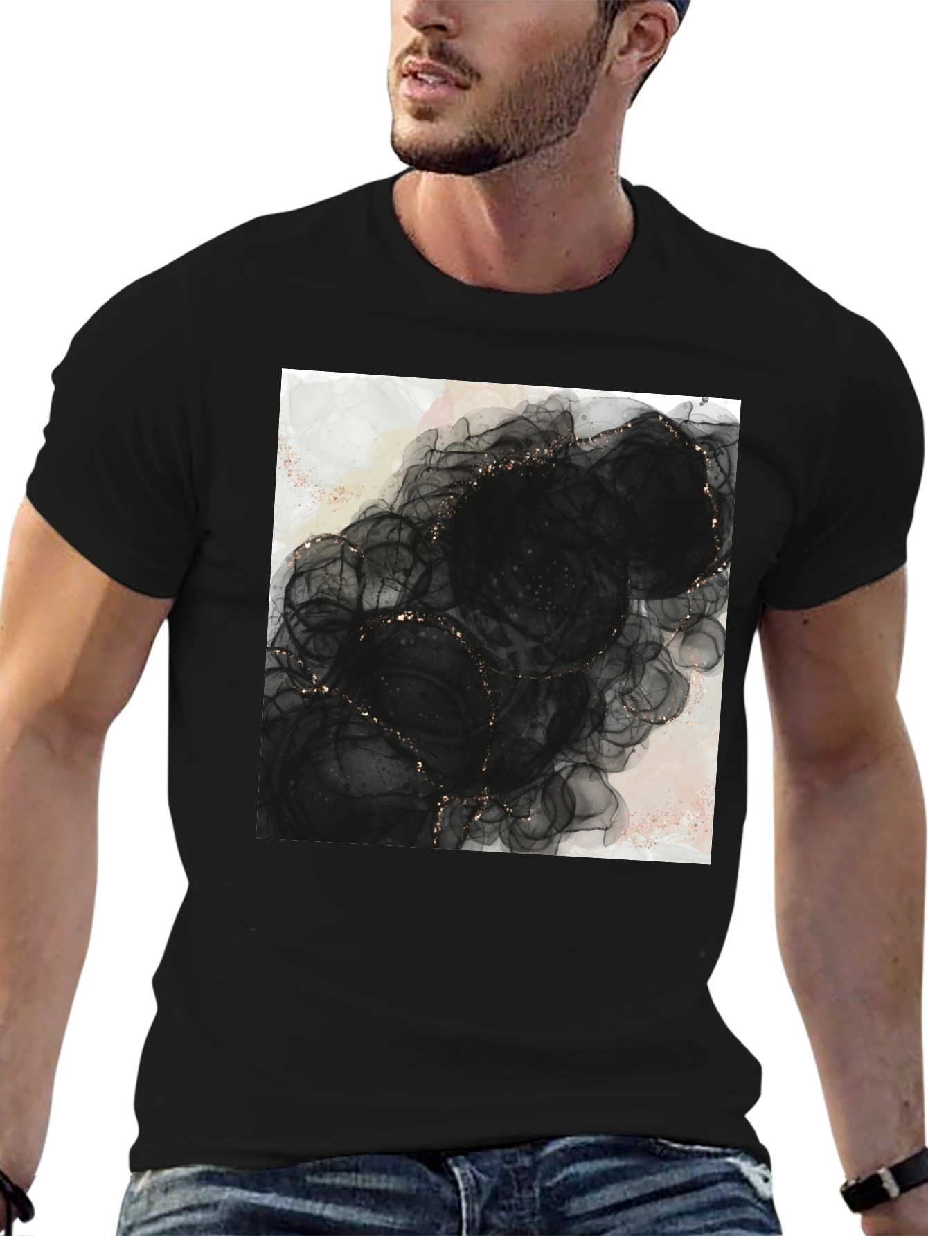 Abstract Black Floral T-Shirt