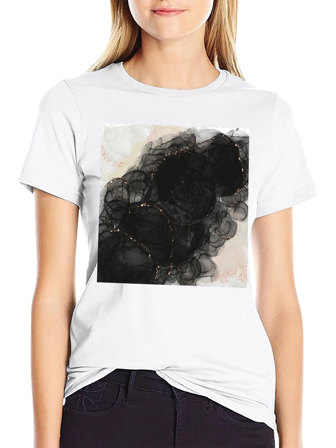 Abstract Black Floral T-Shirt