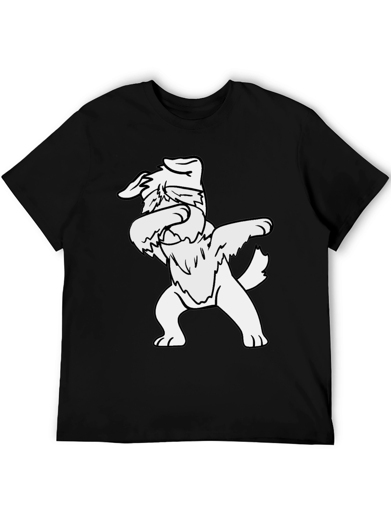 Dabbing Dog Graphic Tee - Black Cotton T-Shirt