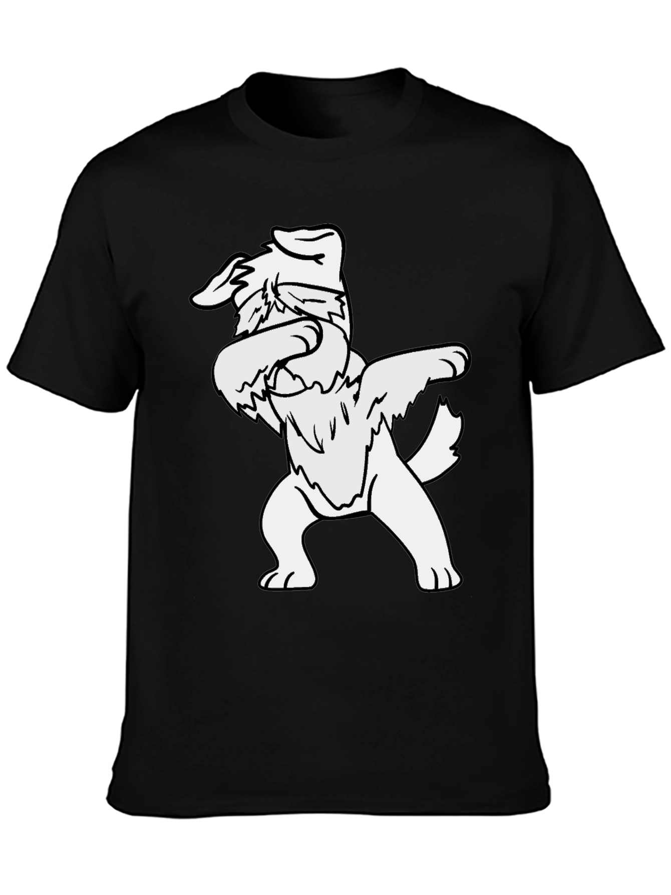 Dabbing Dog Graphic Tee - Black Cotton T-Shirt