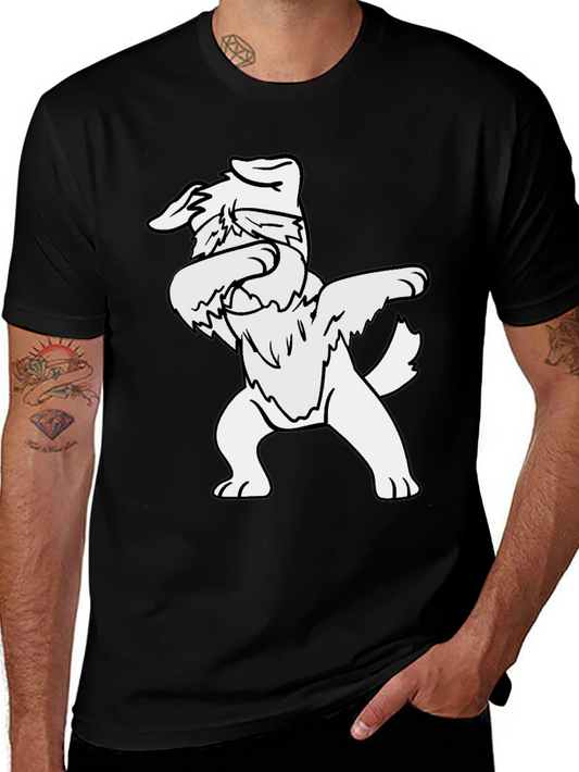 Dabbing Dog Graphic Tee - Black Cotton T-Shirt