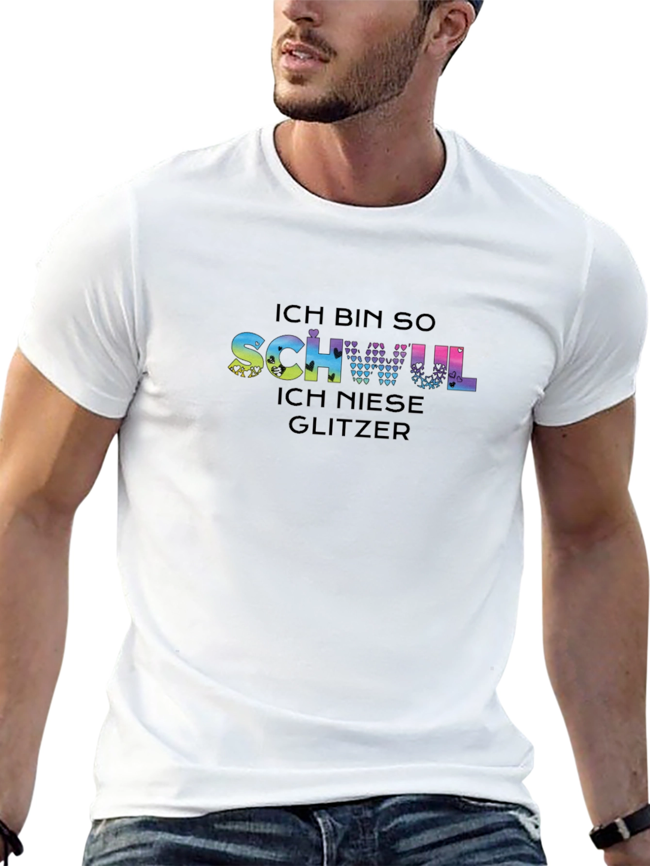 Ich Bin So Schwul Glitter Tee - Black Pride