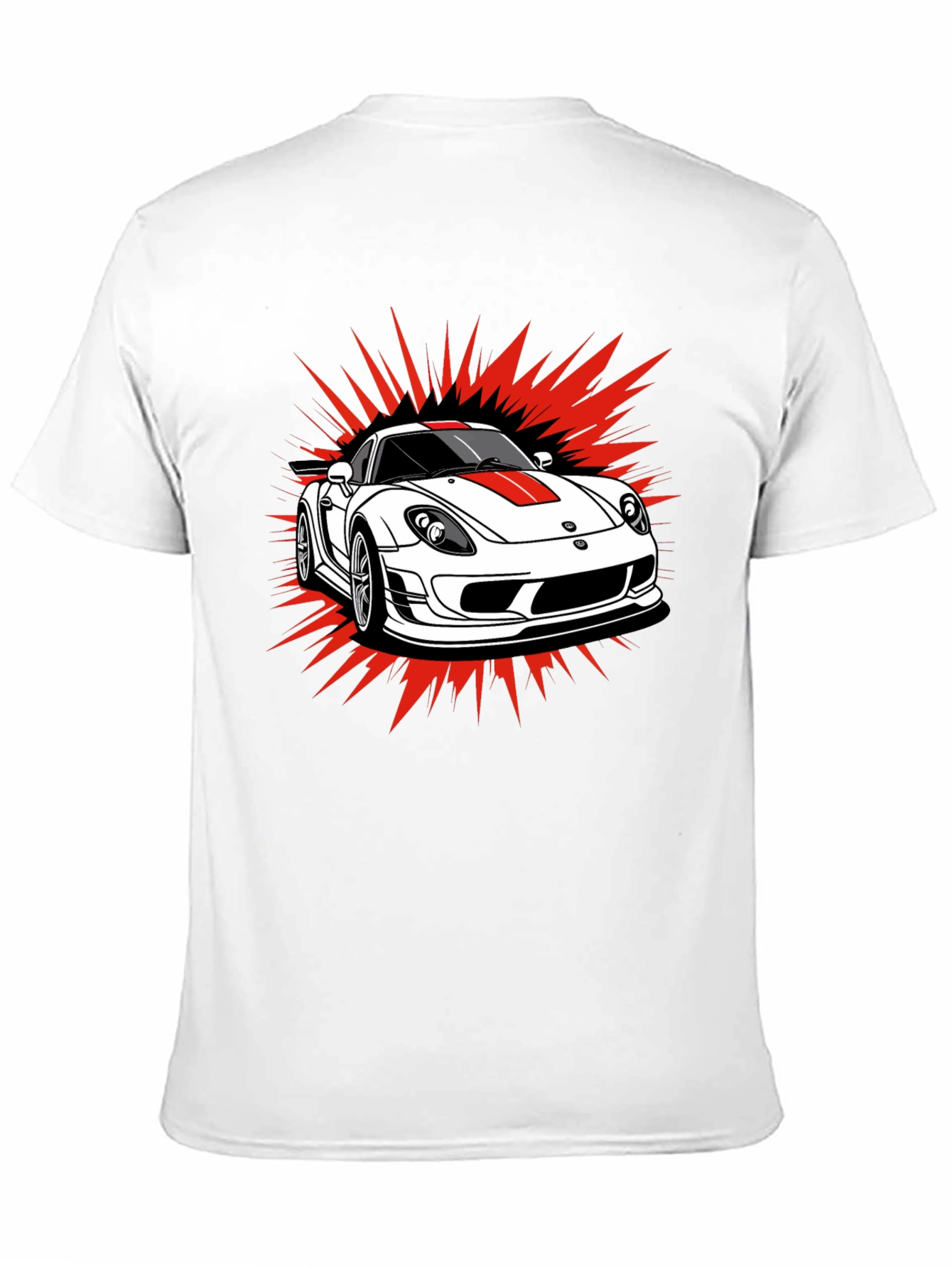 Sports Car Graphic Tee - Black Cotton T-Shirt