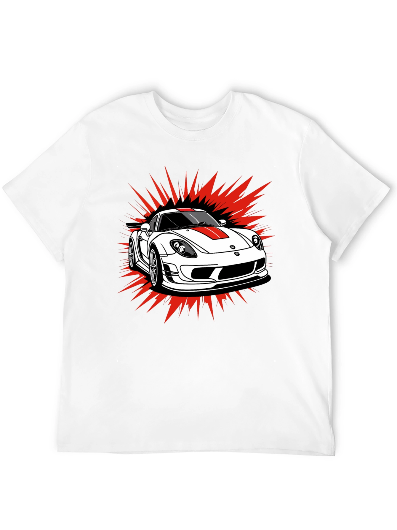 Sports Car Graphic Tee - Black Cotton T-Shirt