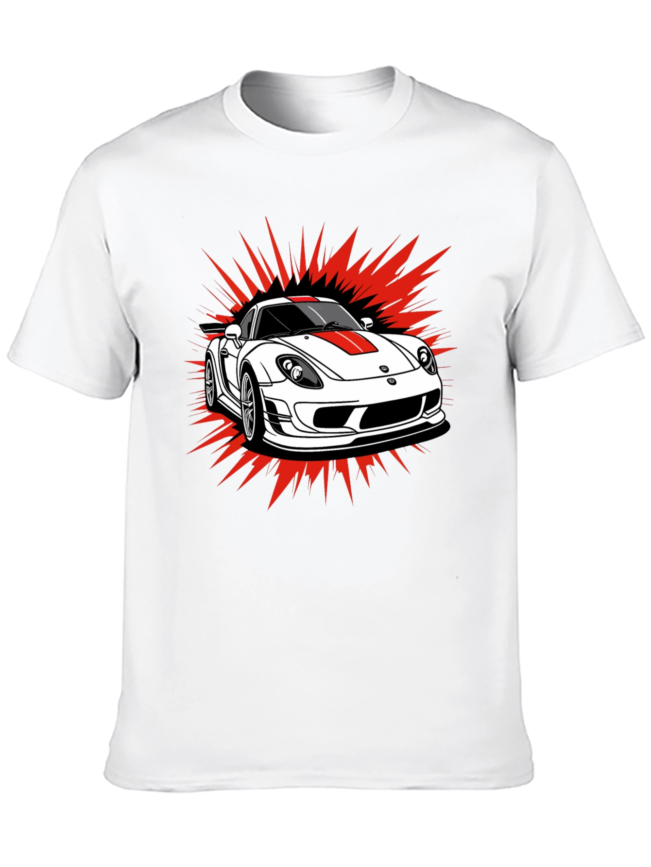 Sports Car Graphic Tee - Black Cotton T-Shirt