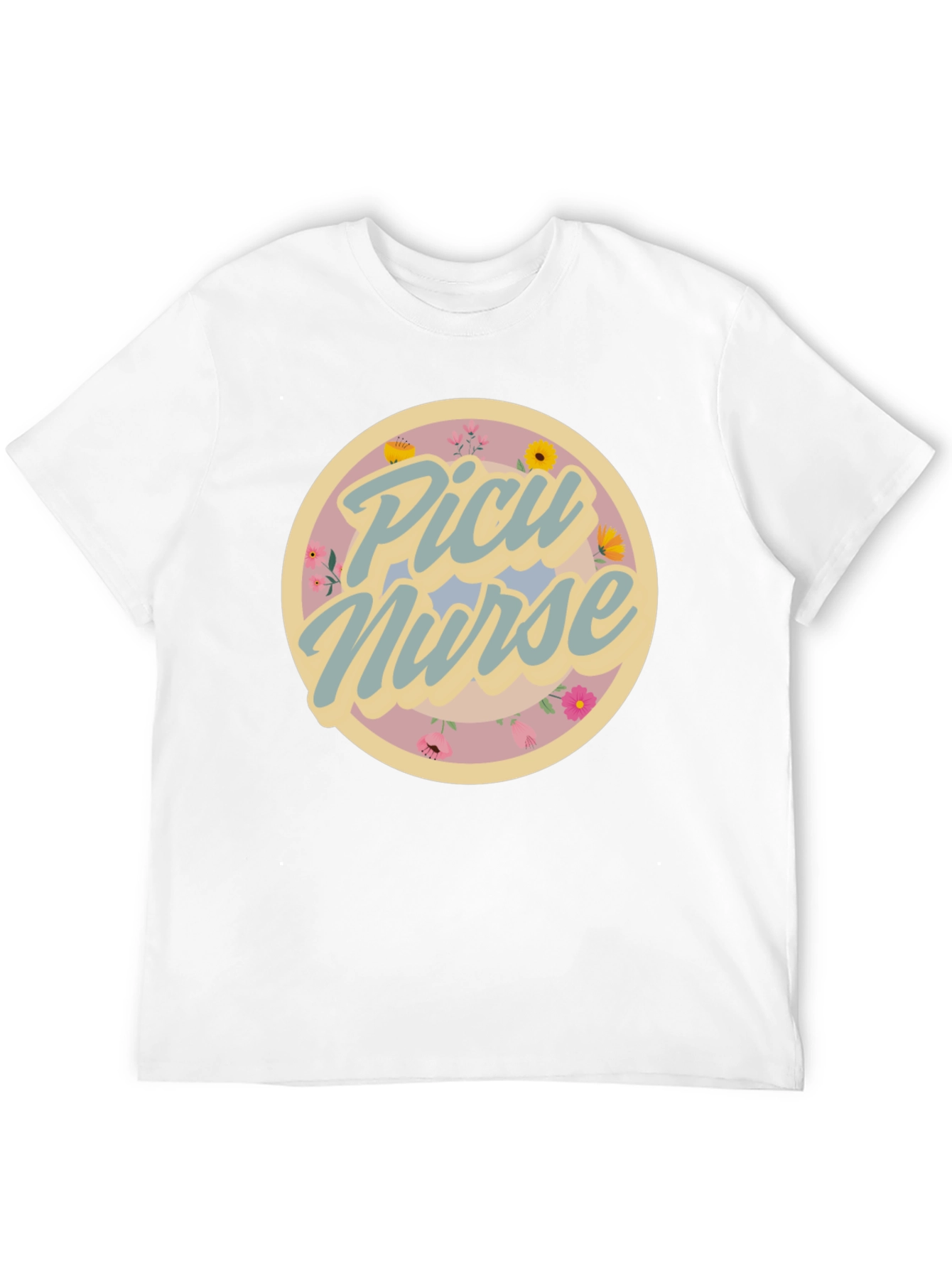PICU Nurse Floral Graphic T-Shirt