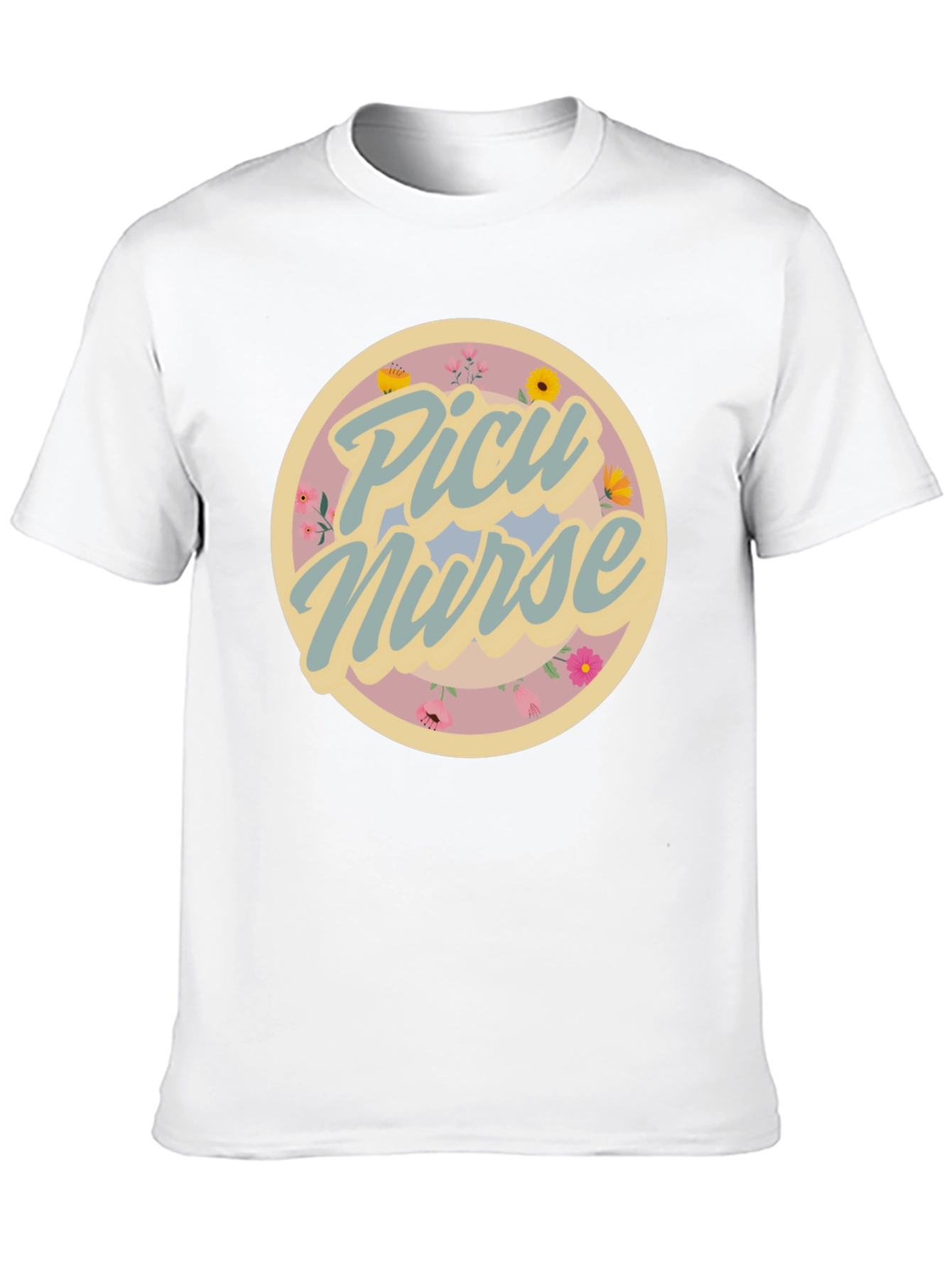 PICU Nurse Floral Graphic T-Shirt