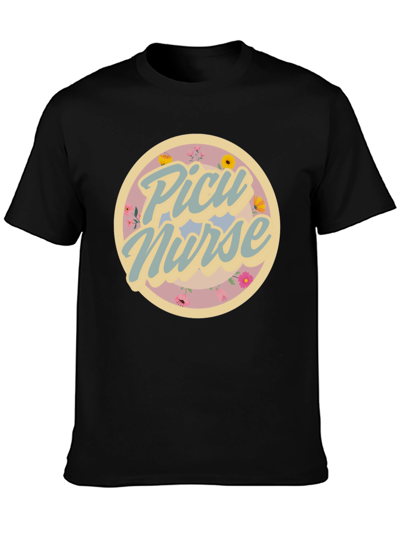 PICU Nurse Floral Graphic T-Shirt