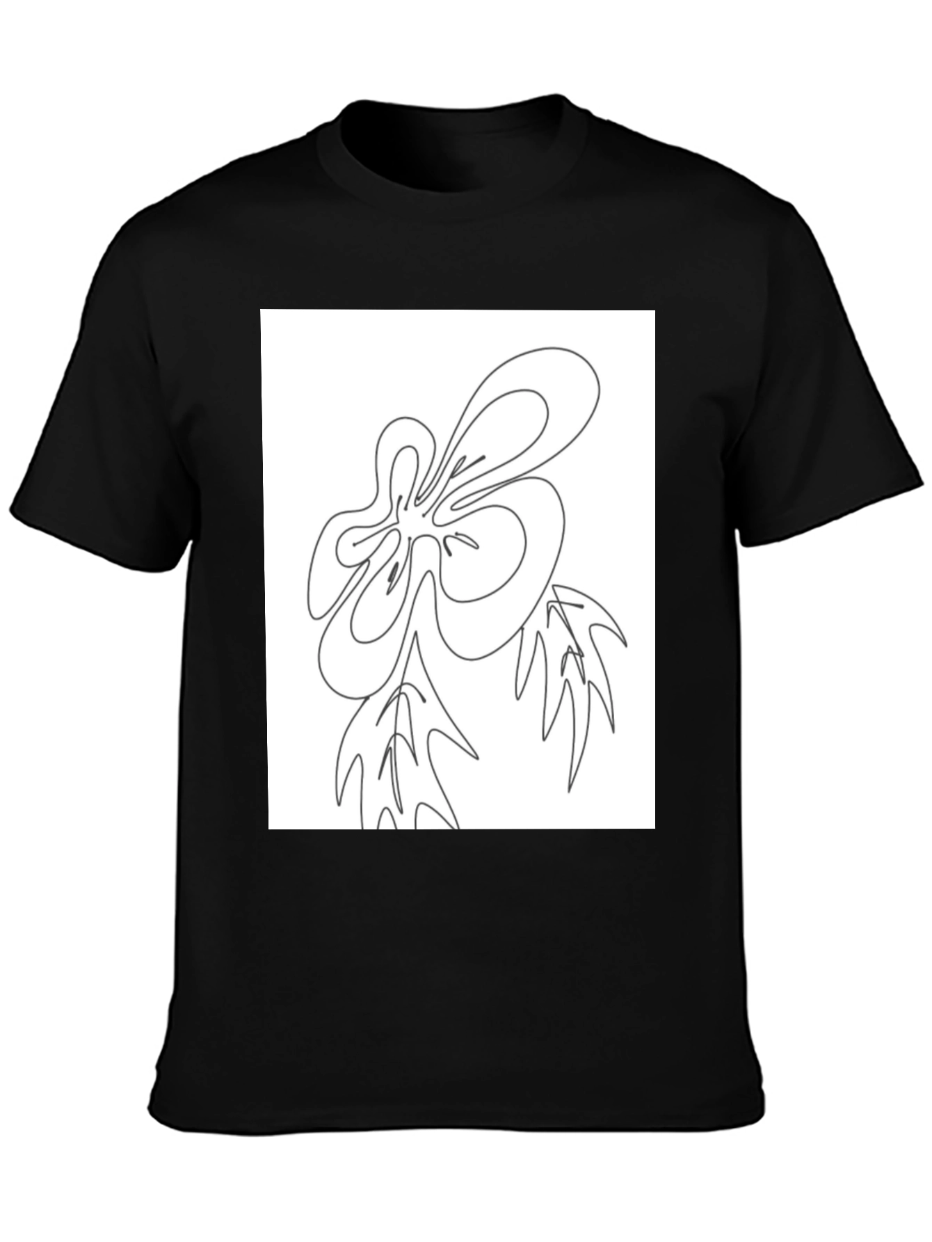 Abstract Line Art Graphic Black T-Shirt