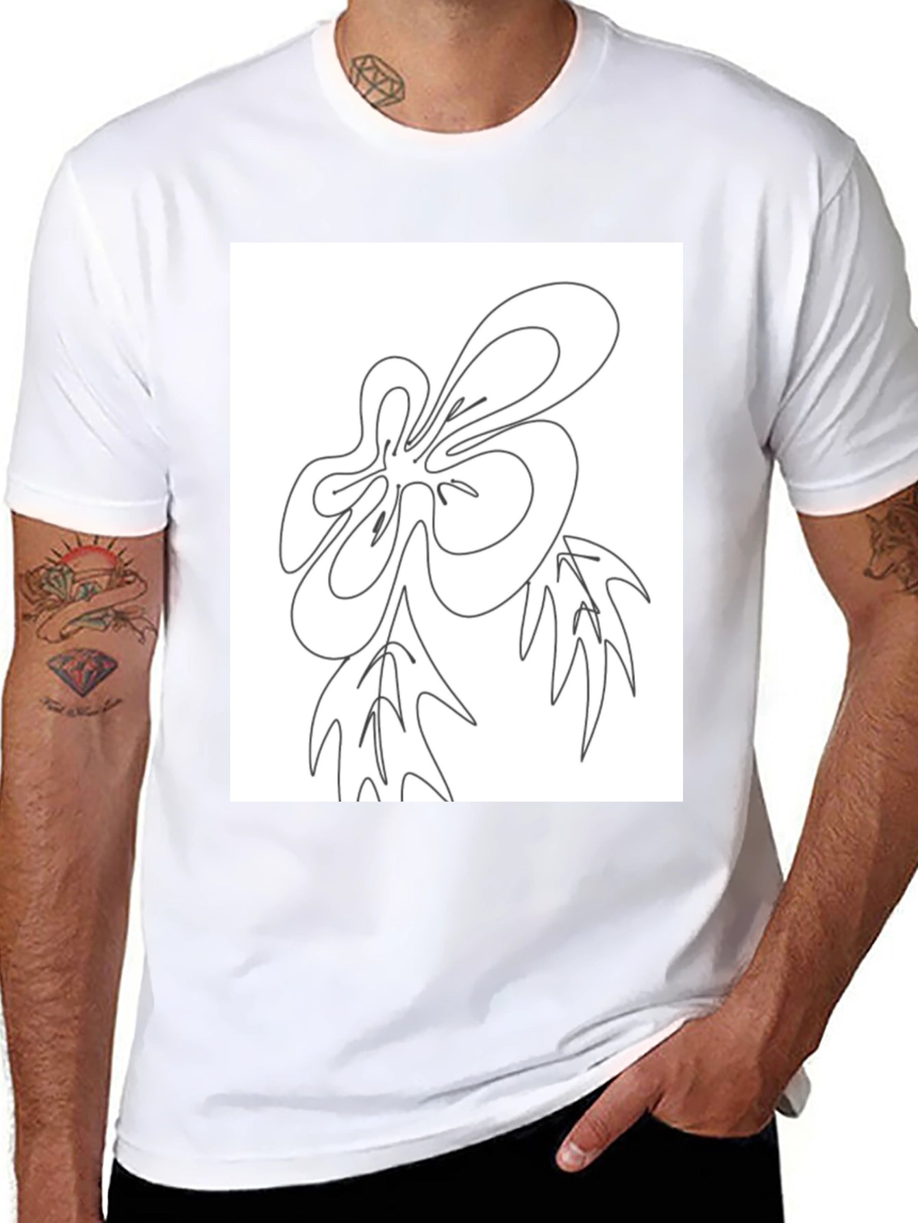 Abstract Line Art Graphic Black T-Shirt