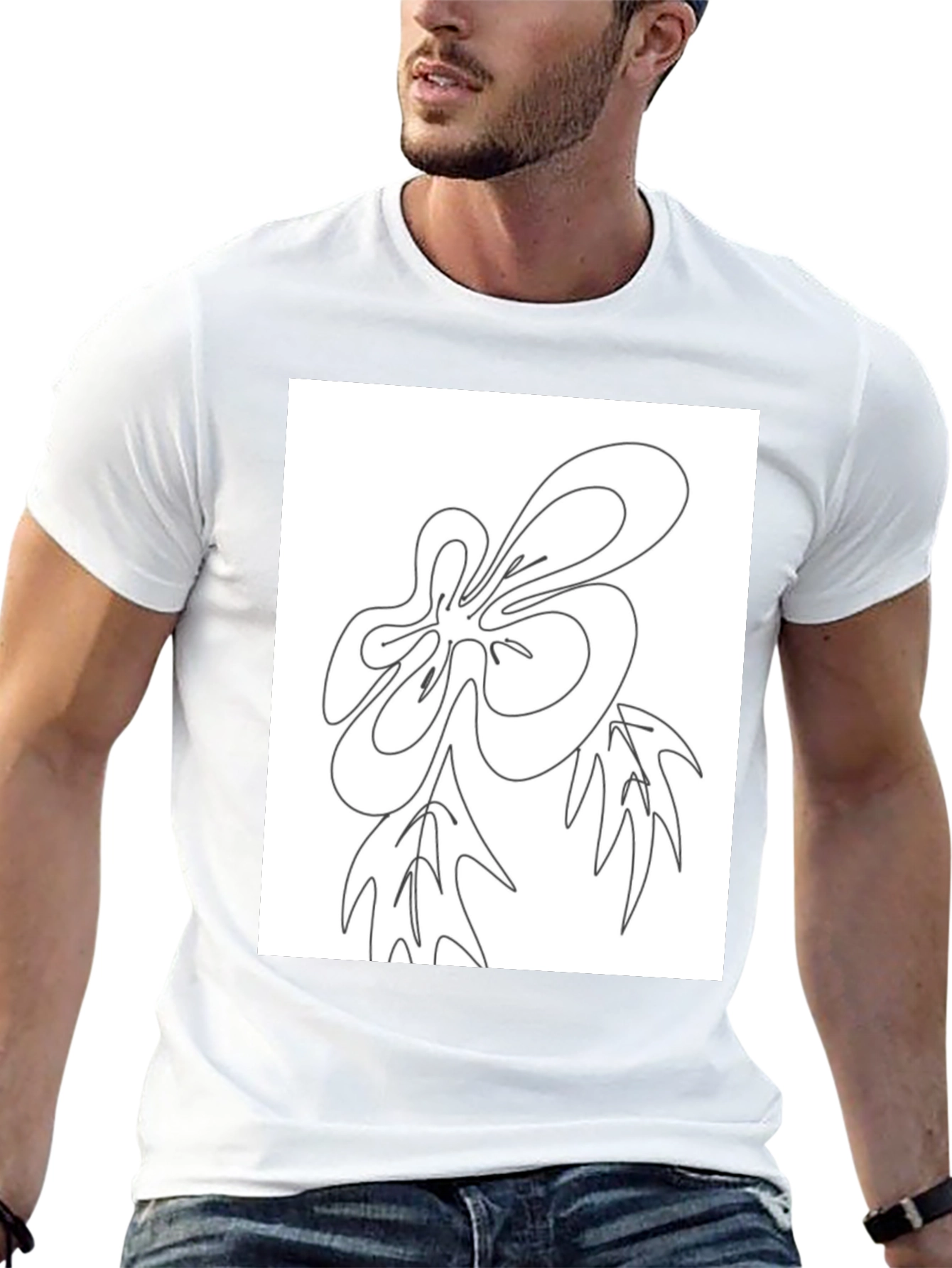 Abstract Line Art Graphic Black T-Shirt